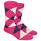Fuschia Argyle Dress Sock
  with Navy and Cream Pattern