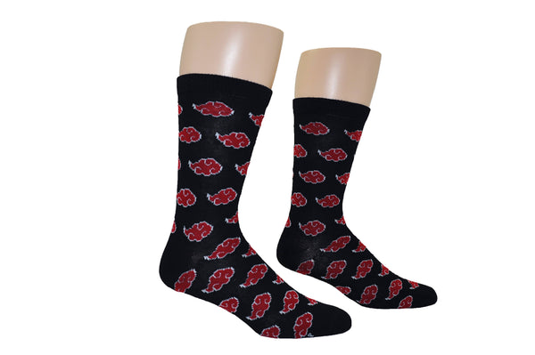 Naruto Shippuden Akatsuki Cloud Symbol Crew Socks