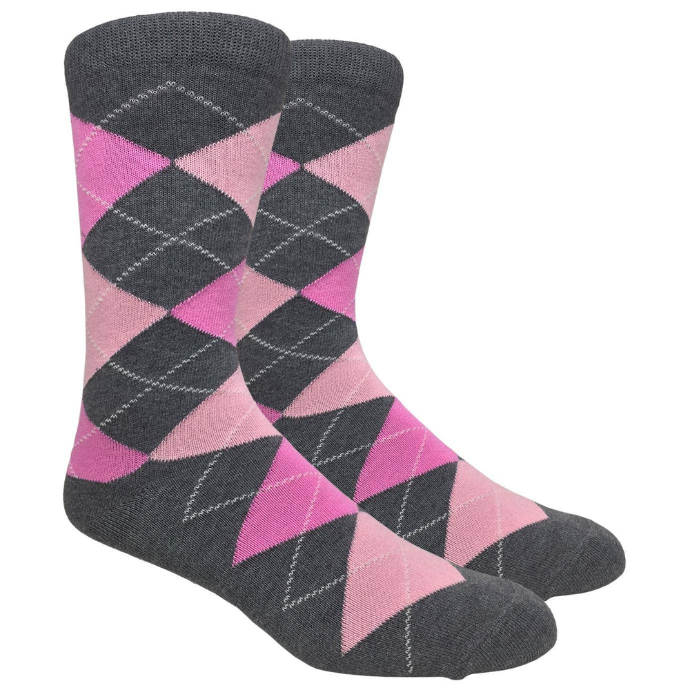 Charcoal Heather Argyle Dress Sock W/ Light/Hot Pink Pattern