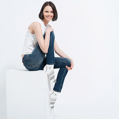 White Edition V-Striped Ankle Compression Socks - 6 Pairs