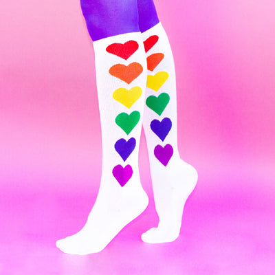 Rainbow Hearts - Knee Socks