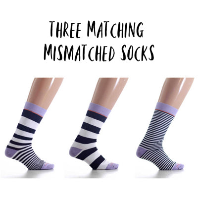Matching Pair + Mismatched Spare - Black and White Striped (3 Pk)