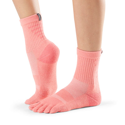 Medium Weight Crew Toe Socks - Coral