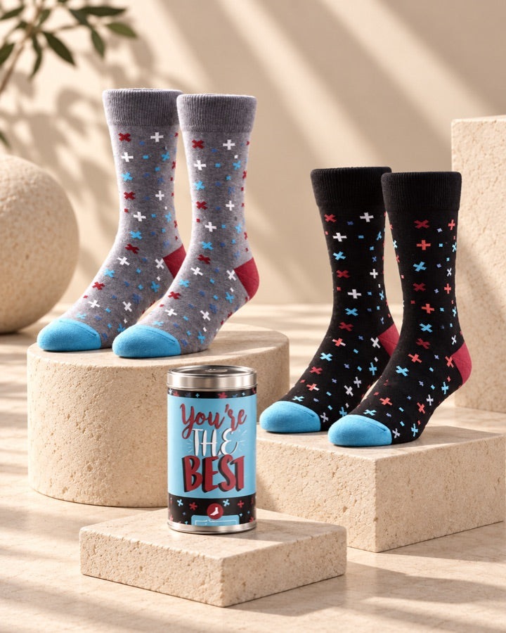 The Best 2 Pair Pack Crew Socks in Gift Tin