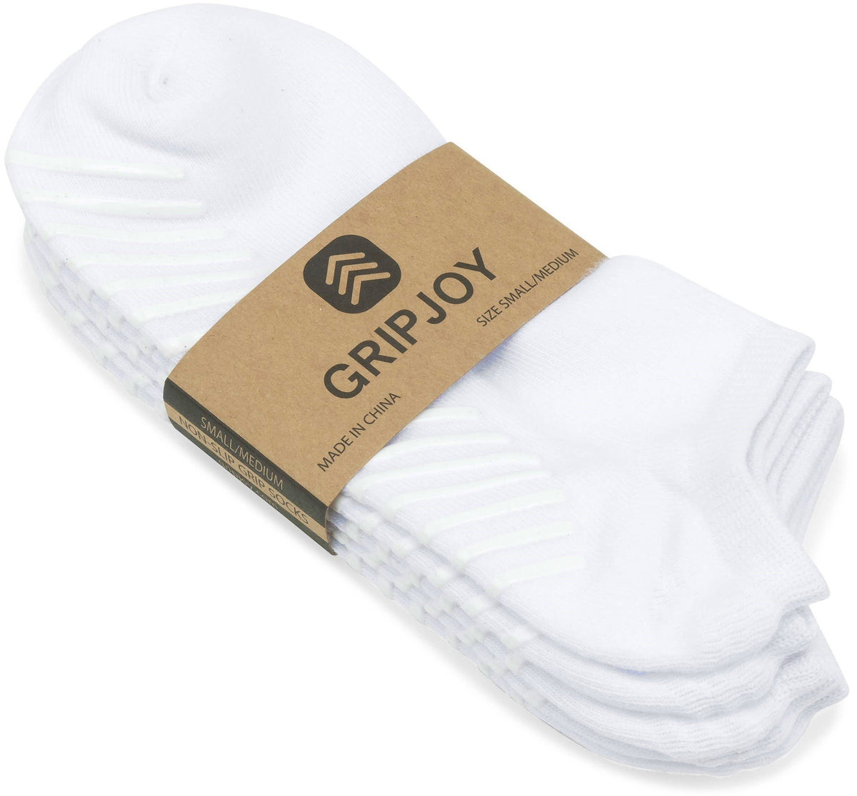 White Low Cut Non-Slip Socks - 3 pairs