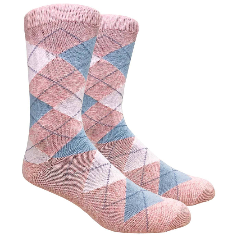 Heather Pink Argyle Dress Socks with Gray and Light Pink Pattern