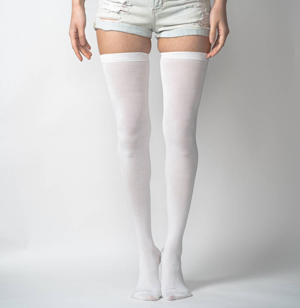 White Extra Long Thigh High Socks