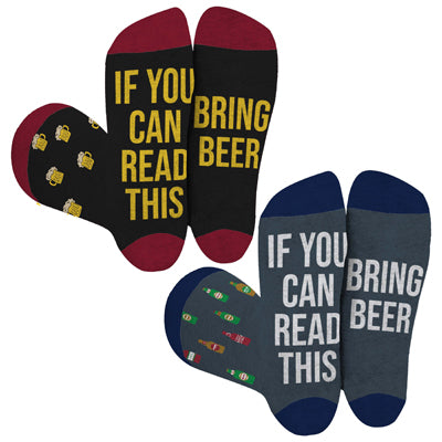 Men's Fun 2 Pack If You Can Read This Bring Beer Socks