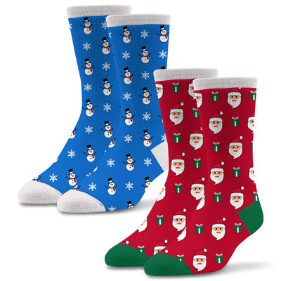 Men's Holiday 2 Pack Snowman And Santa Socks