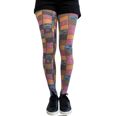Colorful Patch Tights for Women