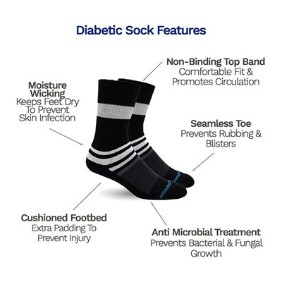 Diabetic Socks - Black Stripes