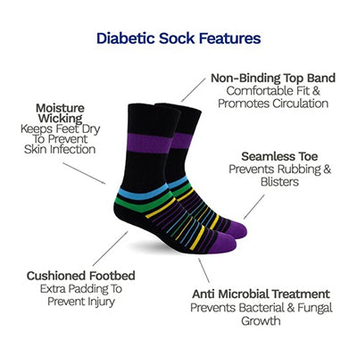 Diabetic Socks - Multi Stripes