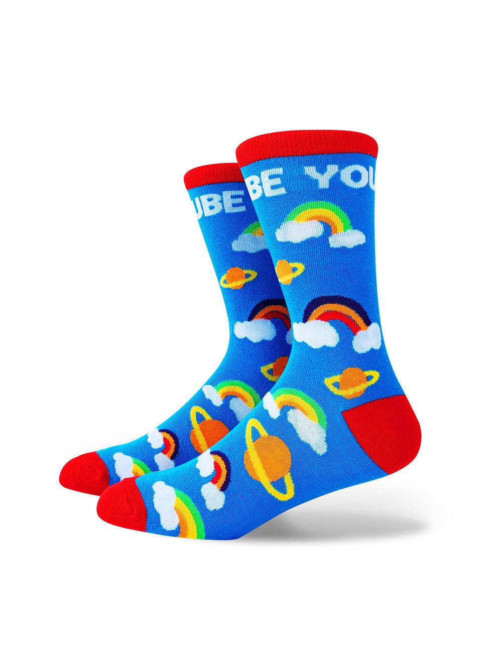 LGBTQ+ Be You Socks: Rainbow and Planet