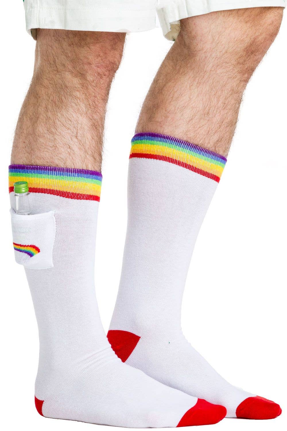 Men's White Rainbow Pride Pocket Socks