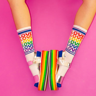 Love Rainbow Ribbed Gym Socks