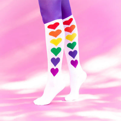 Rainbow Hearts - Knee Socks