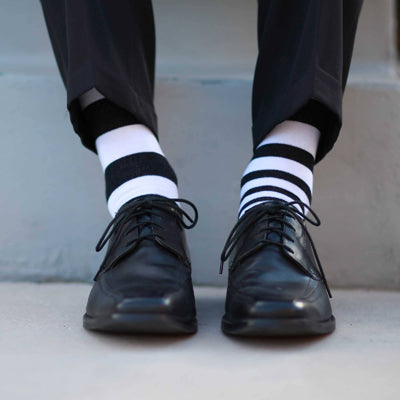 Matching Pair + Mismatched Spare - Black and White Striped (3 Pk)
