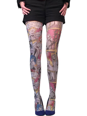 Comic Books Patterned Tights for Women
