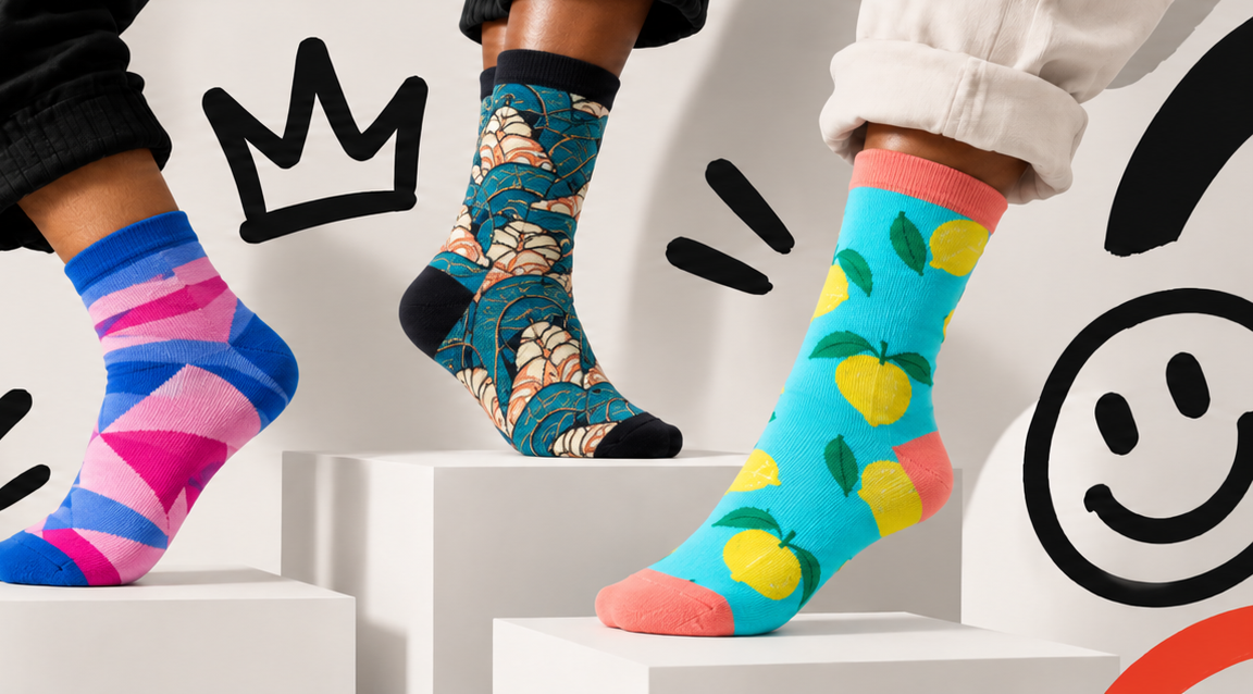 Three colorful Motsu socks